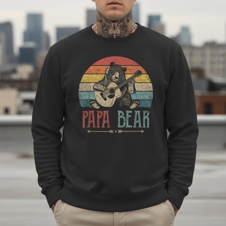 Cute Papa Bear Vintage Father's Day Retro Dad Guitar Men Sweatshirt