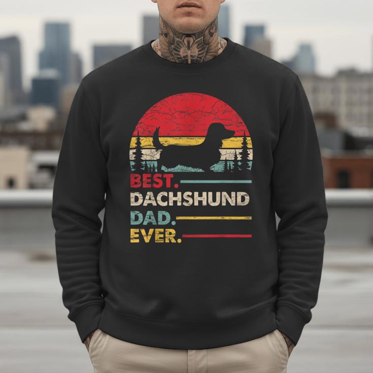 Dachshund Long Haired Best Dad Ever Dog Vintage Retro Men Sweatshirt