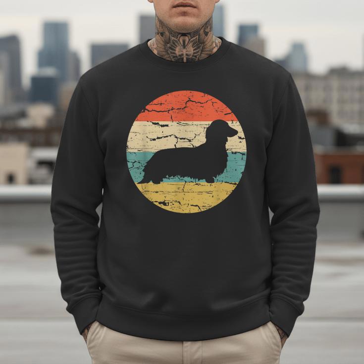 Dachshund Long Haired Dog Vintage Mom Dad Retro Men Sweatshirt