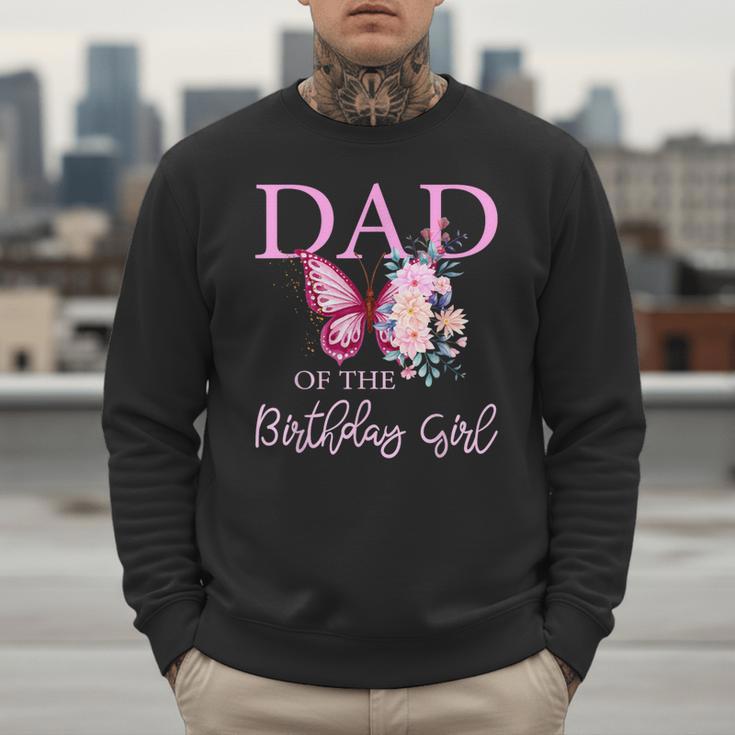 Dad 1st First Birthday Matching Family Butterfly Floral Men Sweatshirt