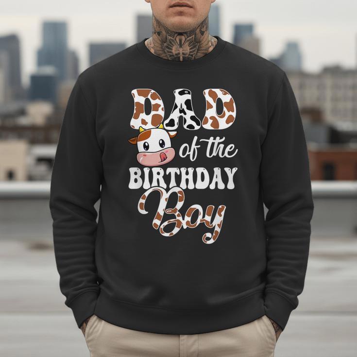 Dad Of The Birthday Boy Cow Farm 1St Birthday Boy Men Sweatshirt