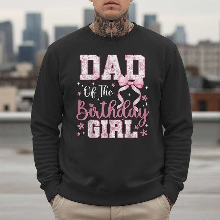 Dad Of The Birthday Girl Pink Bow Flower Birthday Girl Men Sweatshirt