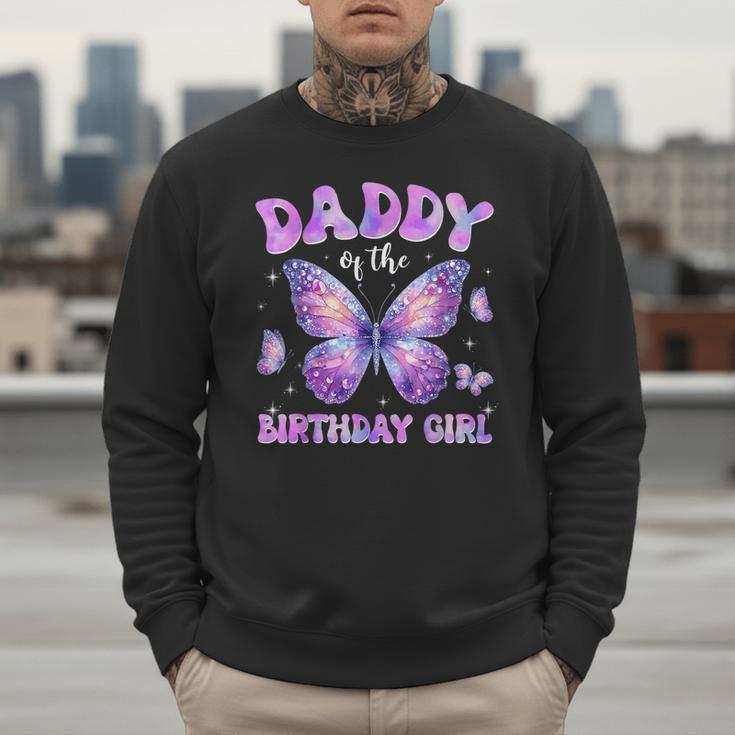 Dad Of The Birthday Girl Tie Dye Butterfly Birthday Family Men Sweatshirt