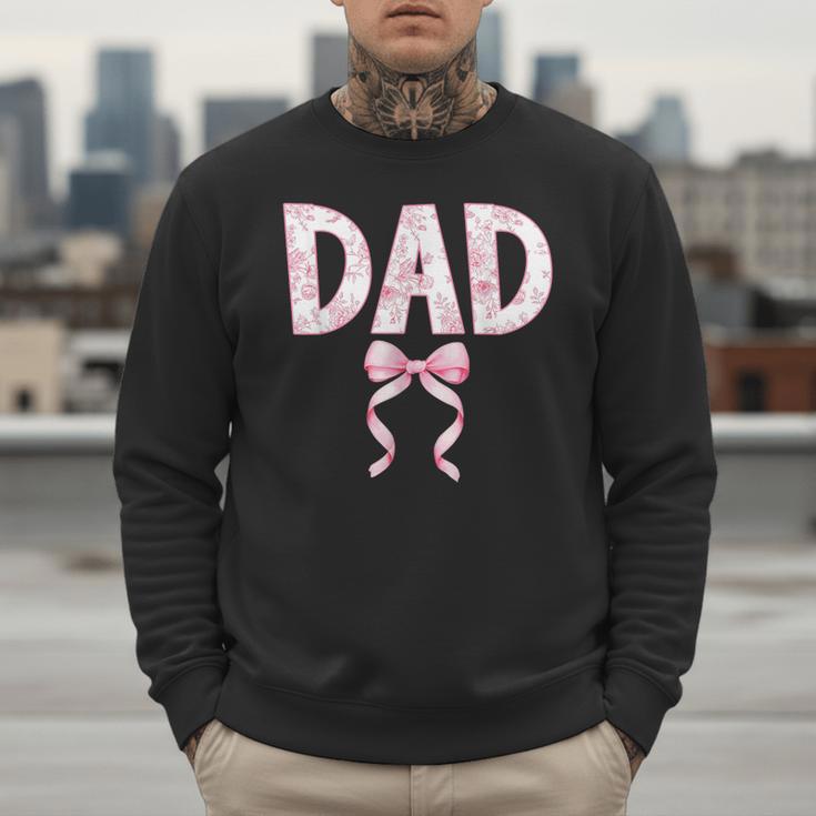 Dad Birthday Squad Matching Coquette Bow Family Party Men Sweatshirt Dad Birthday Squad Matching Coquette Bow Family Party Men Sweatshirt