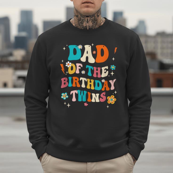 Dad Of The Birthday Twins Boys Girls Party Retro Bday Men Sweatshirt