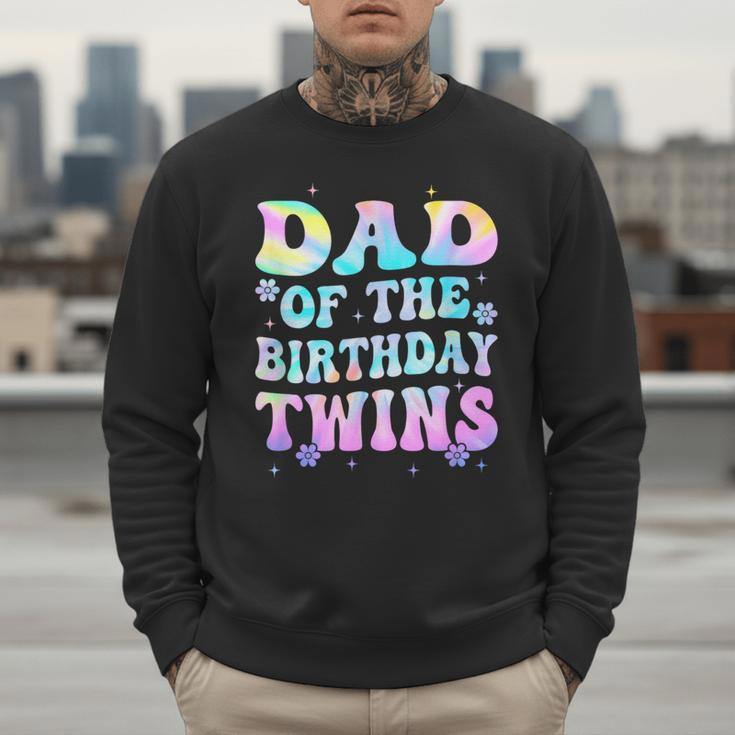 Dad Of The Birthday Twins Girls Kids Party Retro Bday Men Sweatshirt
