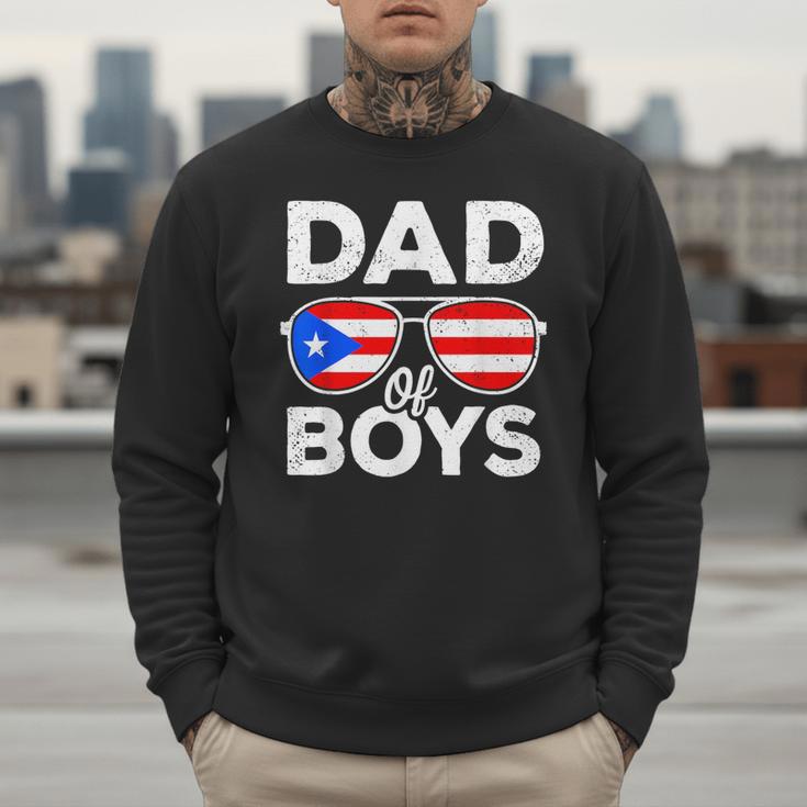 Dad Of Boys Fathers Day Retro Puerto Rico Flag Boricua Dad Men Sweatshirt