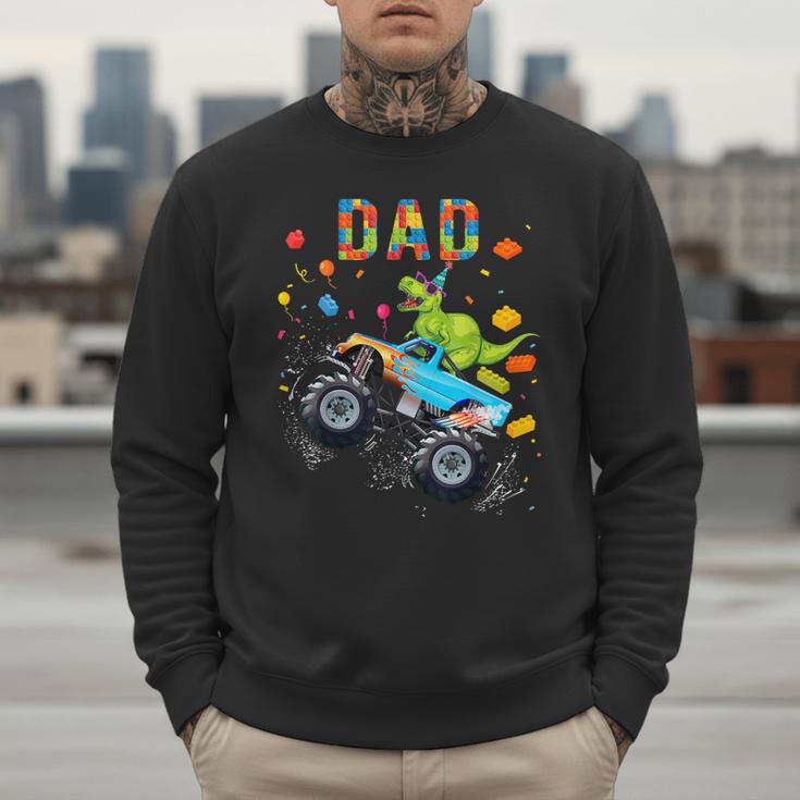 Dad Building Blocks Monster Truck Dinosaur Birthday Men Sweatshirt