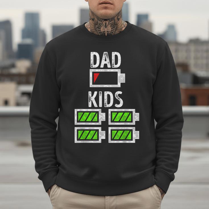 Dad Of Four Low Battery Father Of 4 Kids Dad Men Sweatshirt