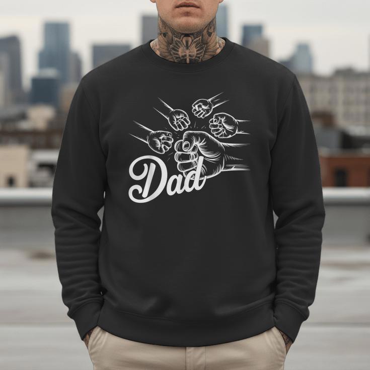 Dad Of Four Toddler Kids Fathers Day Fist Bump Family Men Sweatshirt
