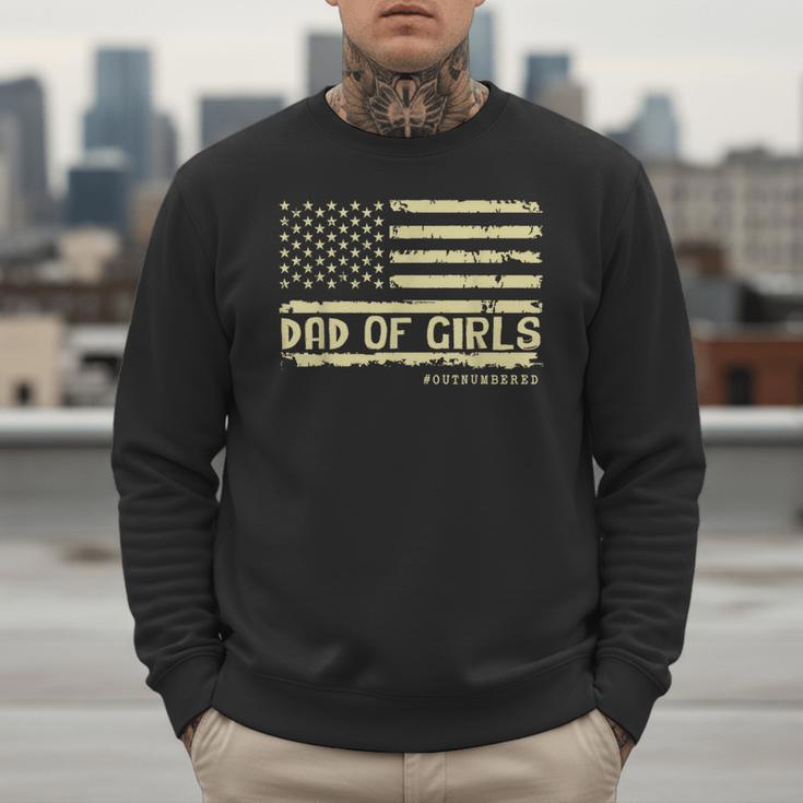 Dad Of Girls Outnumbered US Flag Father's Day Daughter Dad Men Sweatshirt