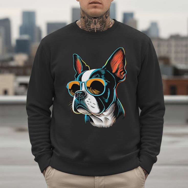 Dad Mom Cool Dog Sunglasses Boston Terrier Men Sweatshirt Dad Mom Cool Dog Sunglasses Boston Terrier Men Sweatshirt