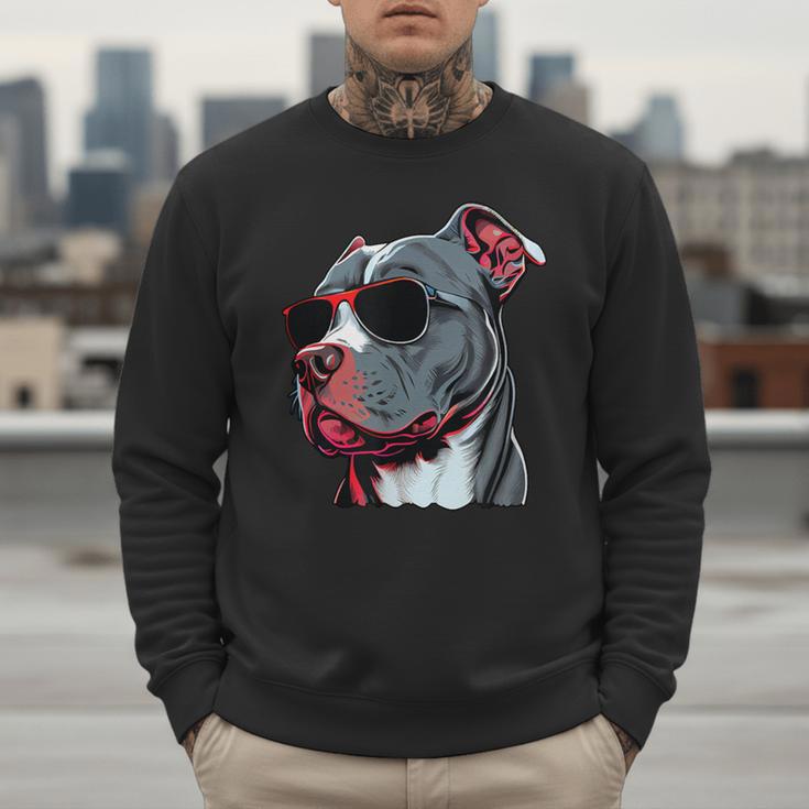 Dad Mom Cool Dog Sunglasses Pitbull Men Sweatshirt