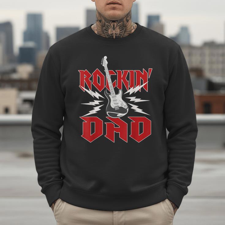 Dad Rockin One Birthday Family Matching Rock Guitar Men Sweatshirt