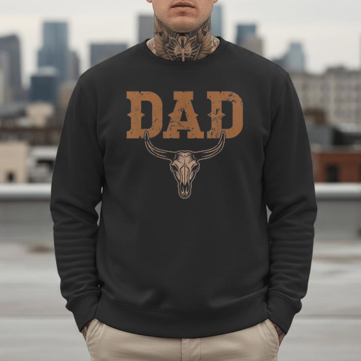 Dad Skull Fathers Day Shirt Western Rodeo Family Matching Men Sweatshirt