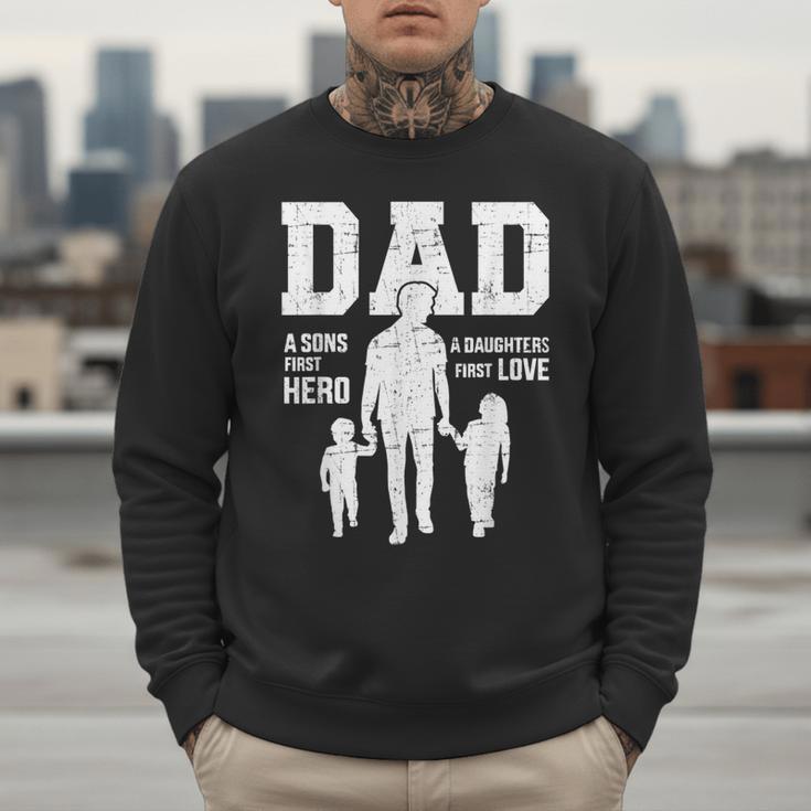 Dad Sons First Hero Daughter Love For Father's Day Men Sweatshirt
