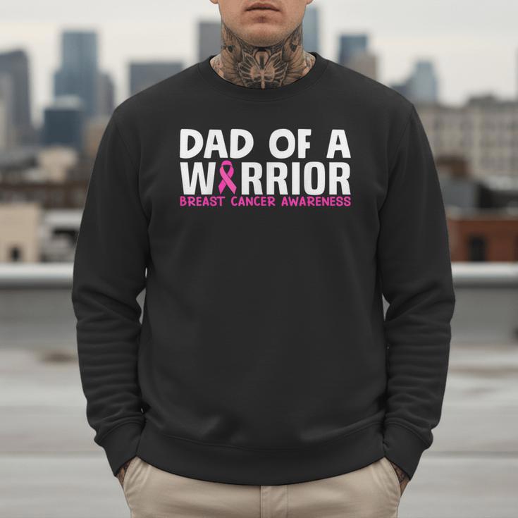 Dad Of A Warrior Breast Cancer Awareness Support Daughter Men Sweatshirt