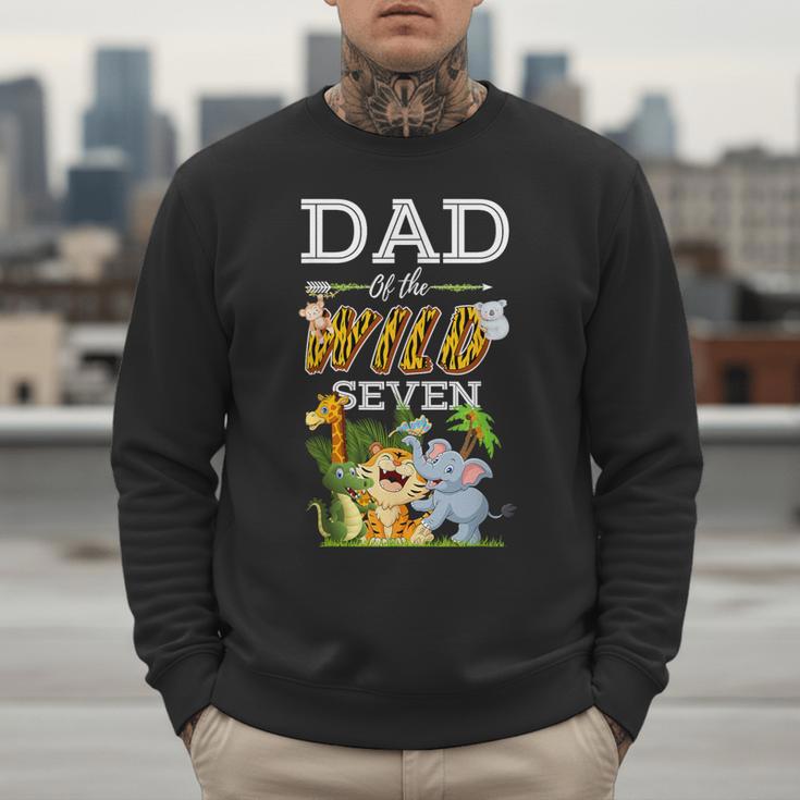 Dad Of The Wild Seven Animal Safari 7th Birthday Party Men Sweatshirt Dad Of The Wild Seven Animal Safari 7th Birthday Party Men Sweatshirt