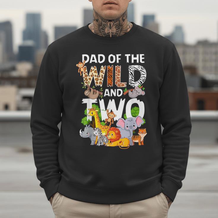 Dad Of The Wild Two Zoo 2nd Birthday Safari Jungle Animal Men Sweatshirt