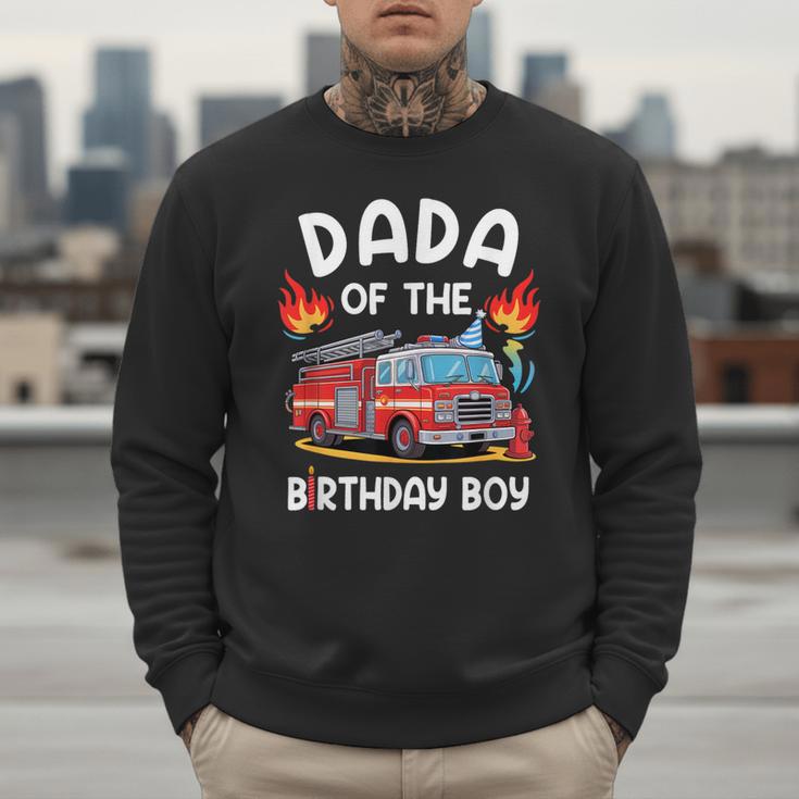 Dada Of The Birthday Boy Fire Truck Firefighter 1St Party Men Sweatshirt