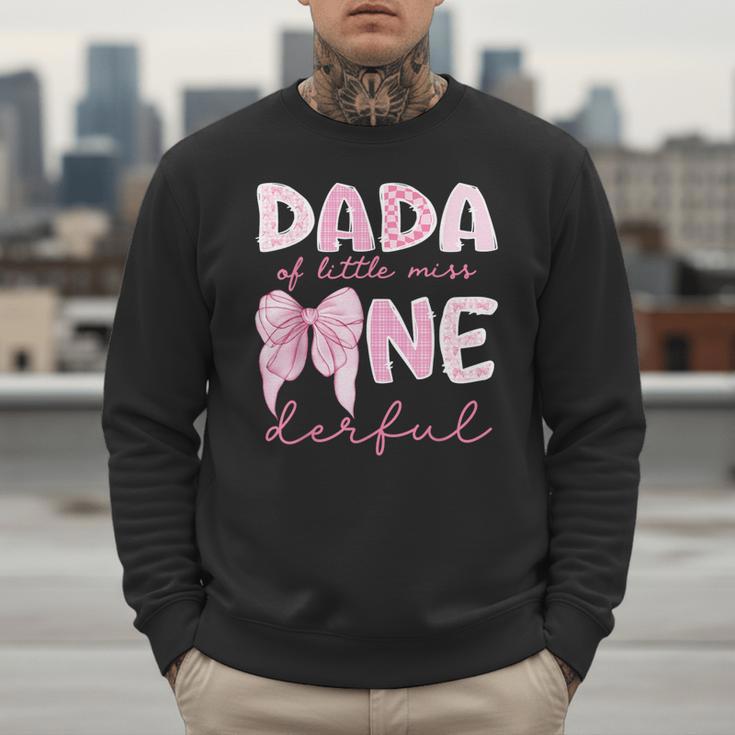 Dada Of Little Miss Onederful First Birthday Girl Bow Men Sweatshirt