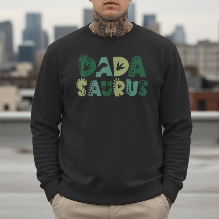 Dada Saurus Dad Dinosaur Three Rex Birthday Boy Girl Family Men Sweatshirt