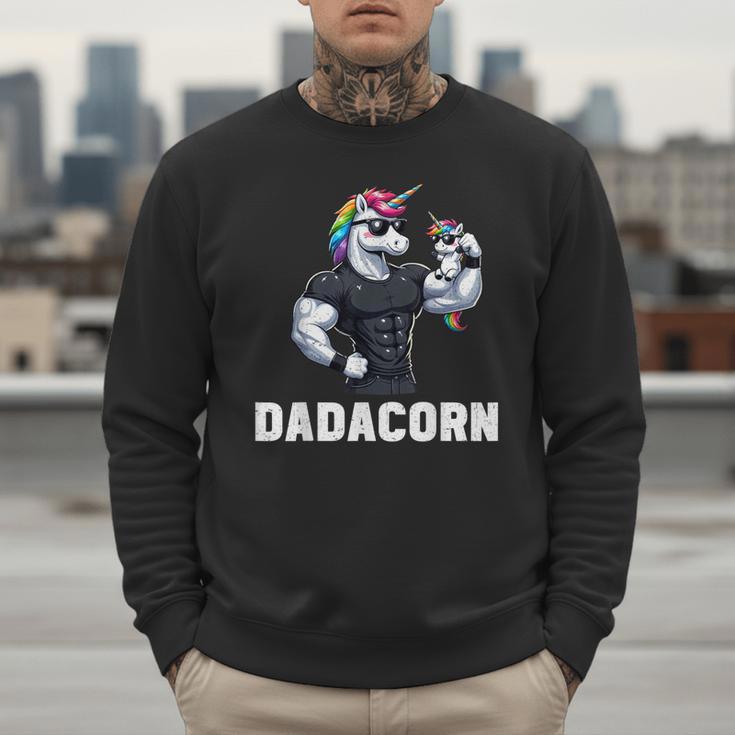 Dadacorn Unicorn Dad Papa Father's Day Daughter Men Sweatshirt