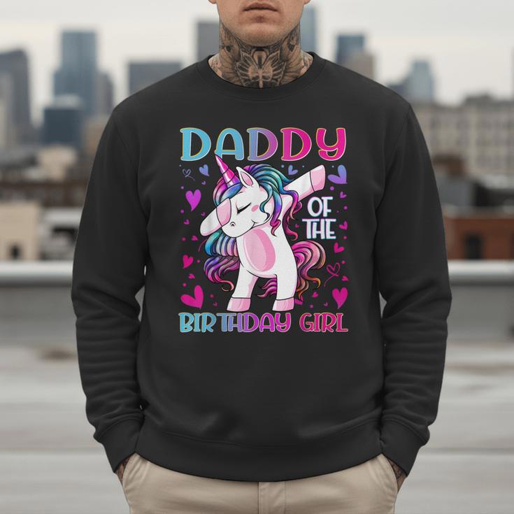 Daddy Of The Birthday Girl Dabbing Unicorn Dad Daddy Small Men Sweatshirt