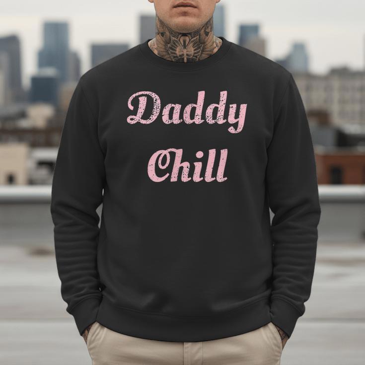 Daddy Chill Pink Distressed Men Sweatshirt Daddy Chill Pink Distressed Men Sweatshirt