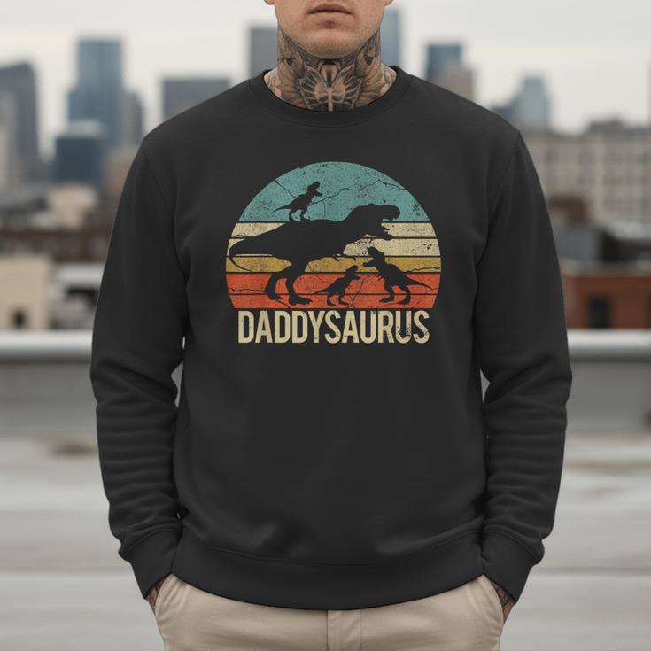 Daddy Dinosaur Daddysaurus 3 Three Kids Xmas Men Sweatshirt