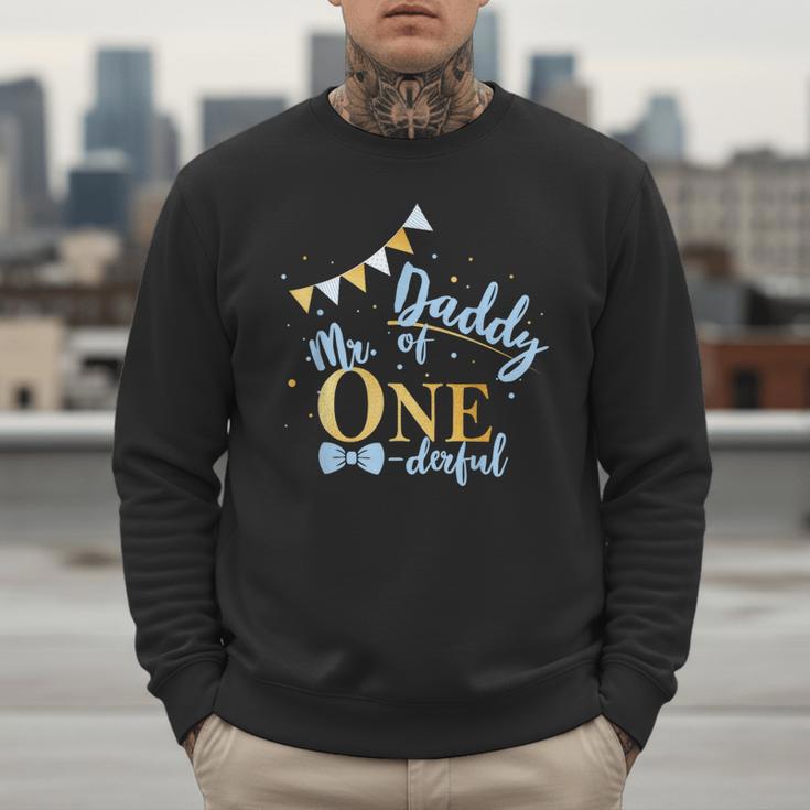 Daddy Of Mr One-Derful Party Blue-Gold Dad Boy 1st Birthday Men Sweatshirt