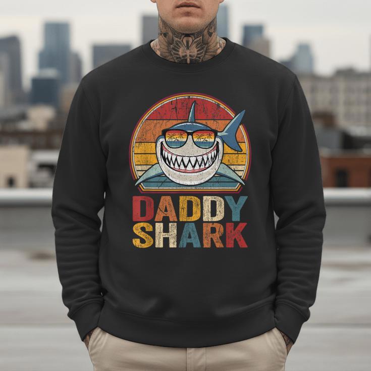 Daddy Shark Retro Shark Shirt Pajamas For Dad Dad Men Sweatshirt