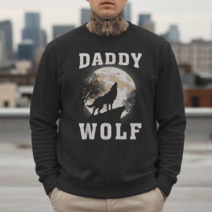 Daddy Wolf Wolves Dad Moon Fathers Day Men Sweatshirt