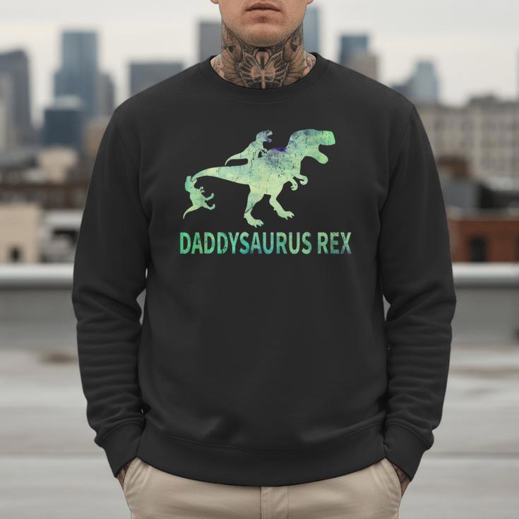 DaddysaurusRex Dinosaur Daddy Saurus Dad 2 Two Kids Dino Men Sweatshirt