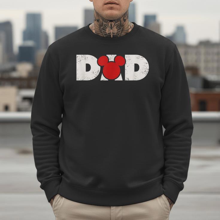 Disney Mickey And Friends Dad Mickey Distressed Text Logo Men Sweatshirt