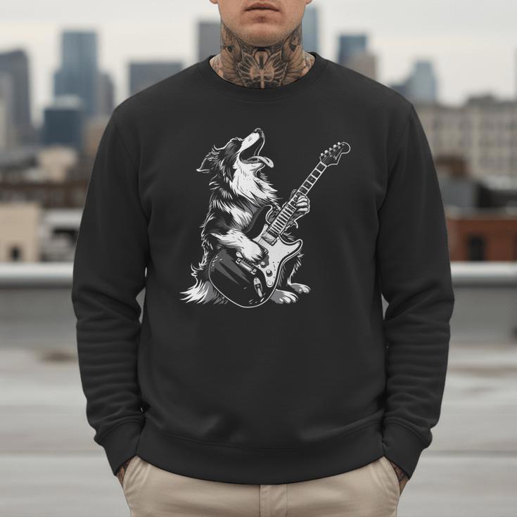Dog Guitarist Guitar Australian Shepherd Dad Mom Men Sweatshirt