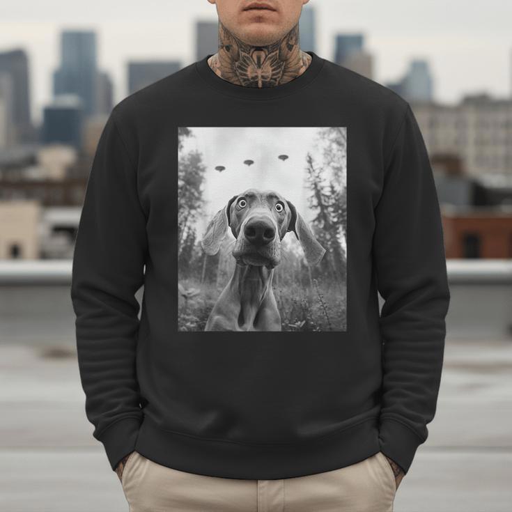 Dog Mom Dad Alien Selfie Weimaraner UFO For Men Women Men Sweatshirt