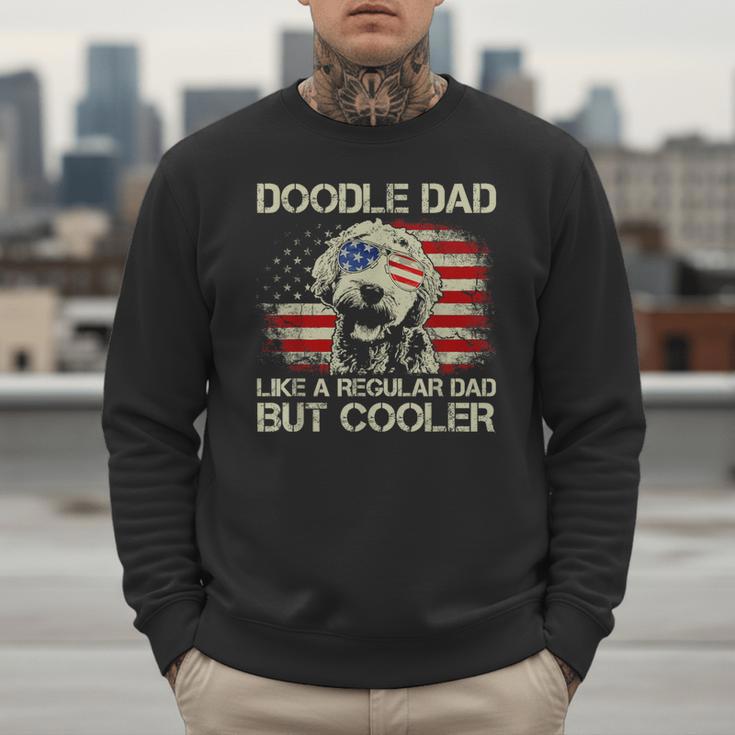 Doodle Dad Goldendoodle Regular Dad But Cooler American Flag Men Sweatshirt
