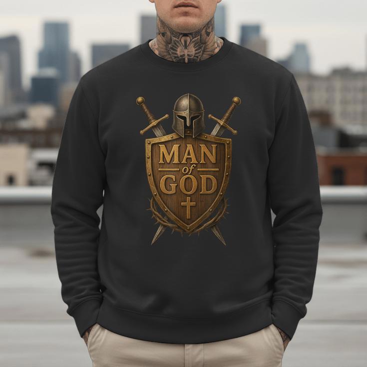Faithful Warrior Man Of God Christian Men Knight Armor Dad Men Sweatshirt