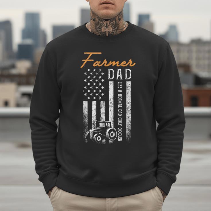 Farmer Dad Like A Normal Dad Only Cooler USA Flag Farming Men Sweatshirt