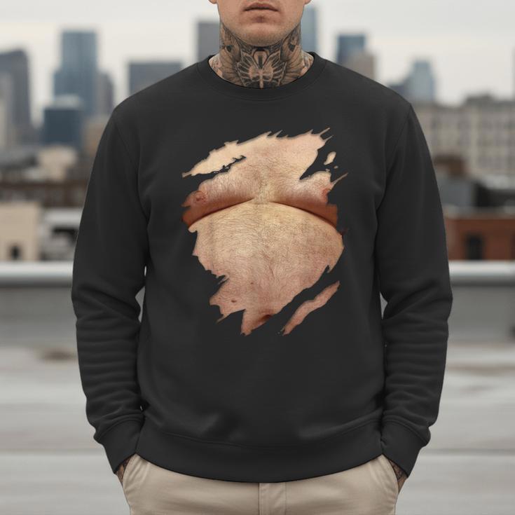 Fat Hairy Guy Big Stomach & Man Boobs Fat Dad BOD Men Sweatshirt