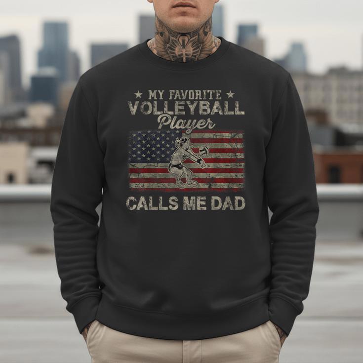 My Favorite Volleyball Player Calls Me Dad USA Flag Men Sweatshirt