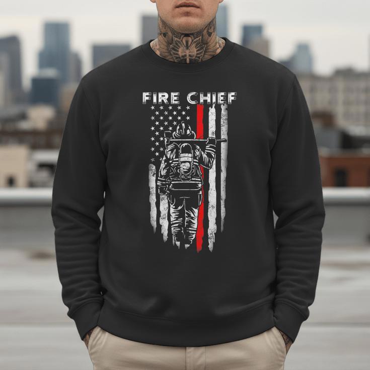 Fire Chief American Flag Gifts For Fire Chief Dad Grandpa Men Sweatshirt