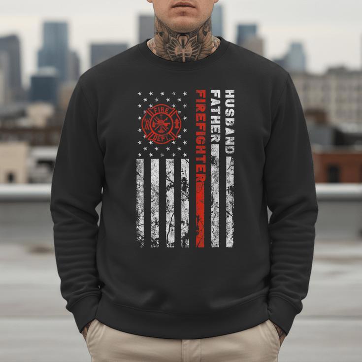 Firefighter Husband Father Fireman For Dad Men Sweatshirt