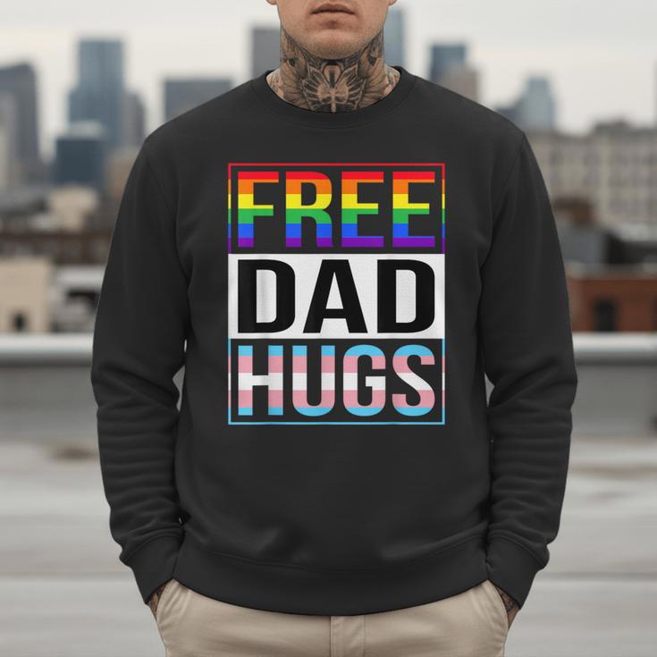 Free Dad Hugs LGBT Gay Pride Month Transgender Rainbow Flag Men Sweatshirt