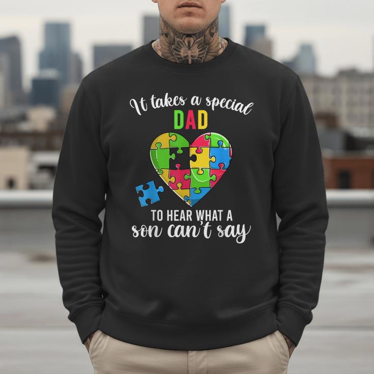 Fun Heart Puzzle Shirts Dad Autism Awareness Family Support Men Sweatshirt
