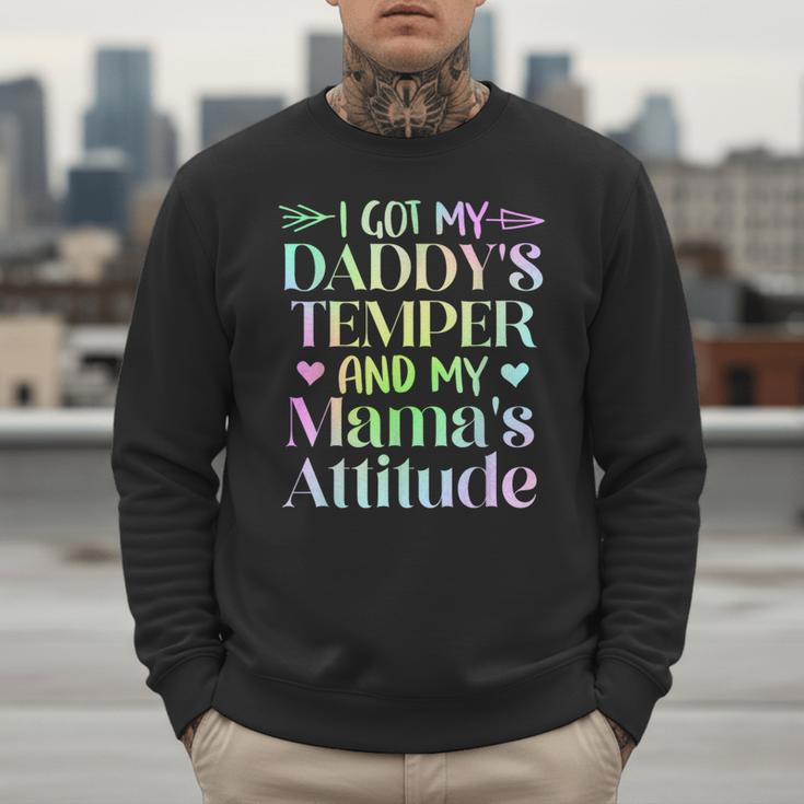 Funny Family Saying Apparel I GOT MY DADDY'S TEMPER And My Mama's Attitude Kids Men Sweatshirt