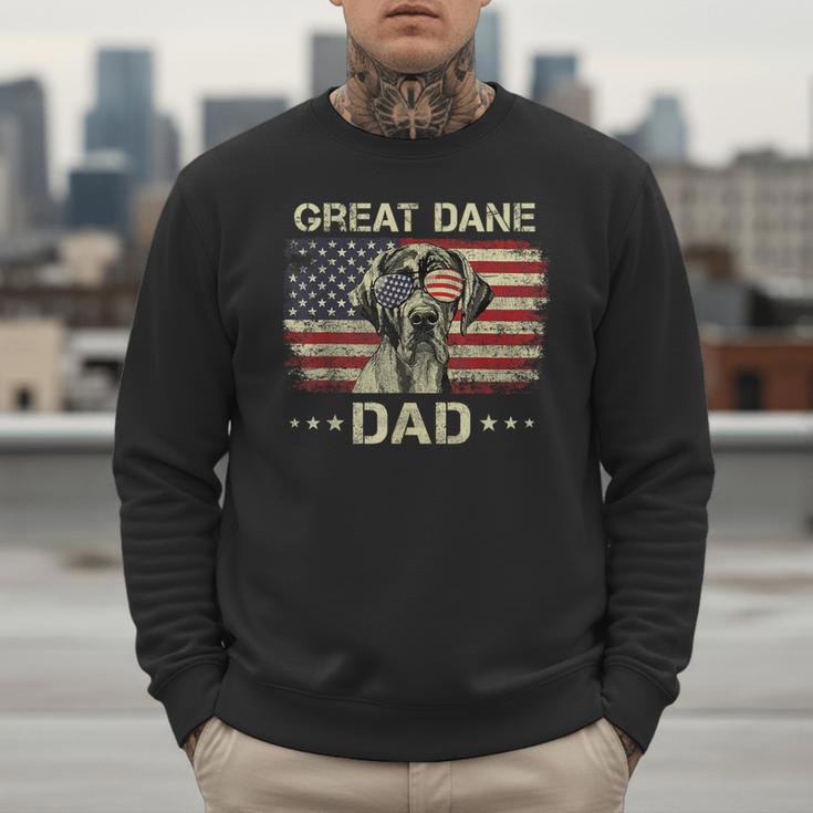 Great Dane Dad Dog Lovers American Flag 4th Of July Men Sweatshirt