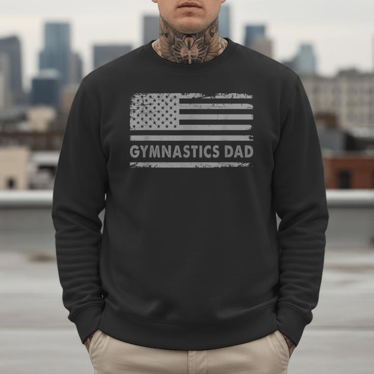 Gymnast Cheer Dad Gymnastics Dad US Flag Gymnastics Dad For Fathers Short Sleeve Small Men Sweatshirt