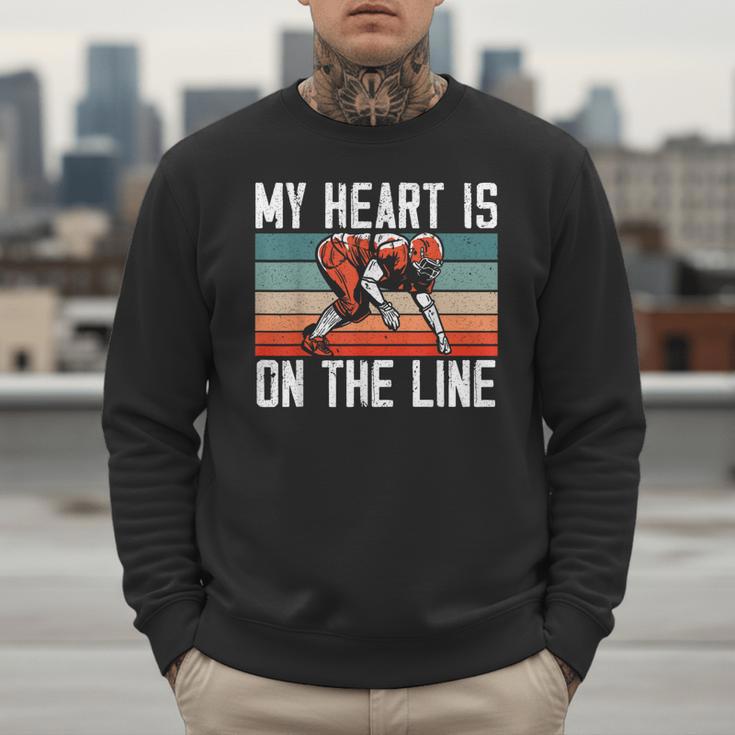 My Heart Is On The Line Football Mom Dad Offensive Lineman Men Sweatshirt